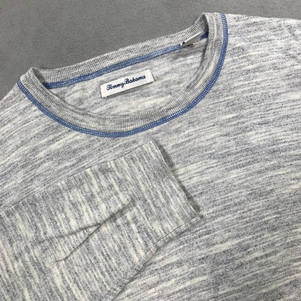 Tommy Bahama Sweater Men's 3XL Blue Heather Slim Fit Wool Modal Cotton Blend